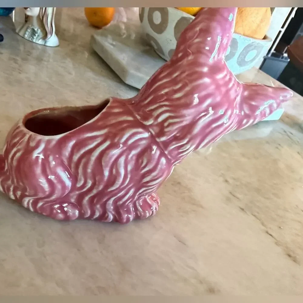Vintage 50’s pink ceramic Scotty Dog planter